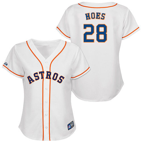 L-J Hoes #28 mlb Jersey-Houston Astros Women's Authentic Home White Cool Base Baseball Jersey